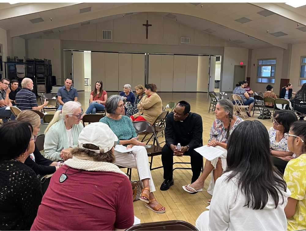 During a breakout section after a speech in Hanford, California, July 2024