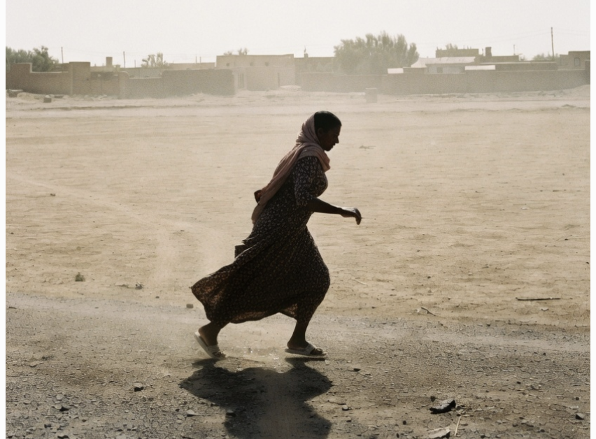 Samaritan woman leaving water jar after encounter with Jesus.